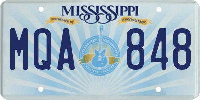 MS license plate MQA848