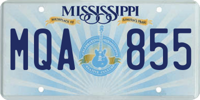 MS license plate MQA855