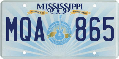 MS license plate MQA865