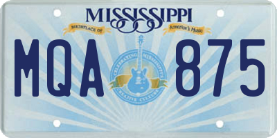 MS license plate MQA875