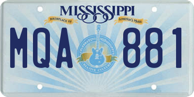 MS license plate MQA881