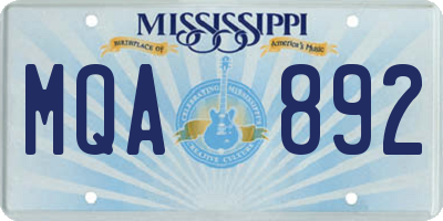 MS license plate MQA892