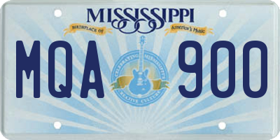 MS license plate MQA900