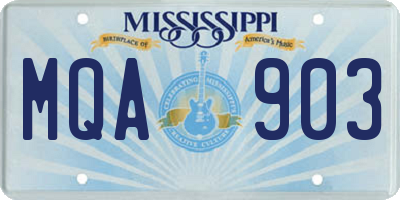 MS license plate MQA903