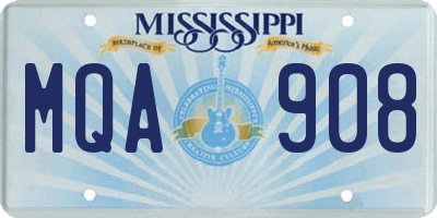 MS license plate MQA908