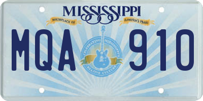 MS license plate MQA910