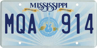 MS license plate MQA914