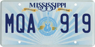 MS license plate MQA919