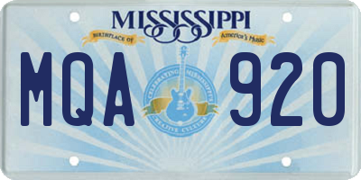 MS license plate MQA920