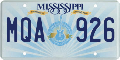 MS license plate MQA926