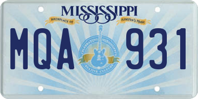 MS license plate MQA931