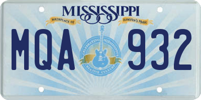 MS license plate MQA932