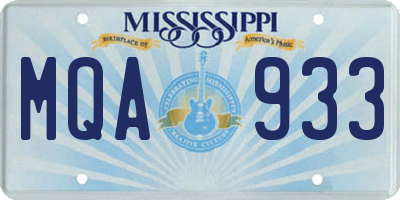 MS license plate MQA933