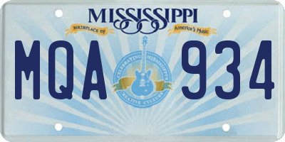 MS license plate MQA934
