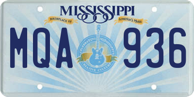 MS license plate MQA936