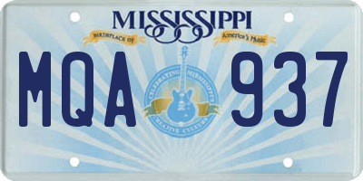 MS license plate MQA937