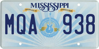 MS license plate MQA938