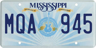 MS license plate MQA945