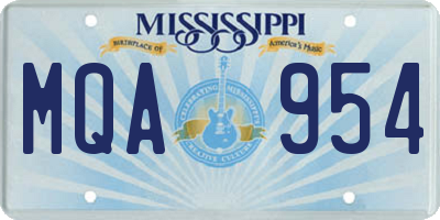MS license plate MQA954
