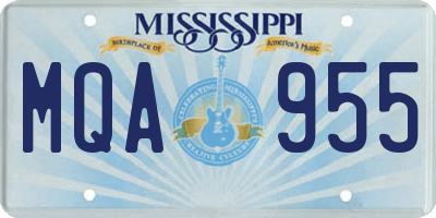 MS license plate MQA955