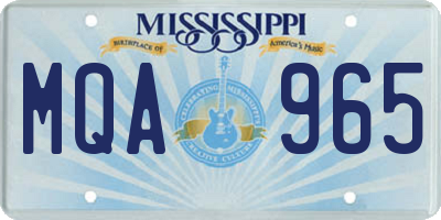 MS license plate MQA965