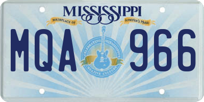 MS license plate MQA966