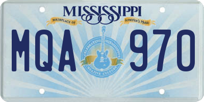 MS license plate MQA970