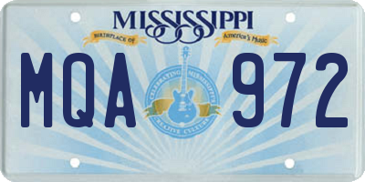 MS license plate MQA972