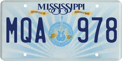 MS license plate MQA978