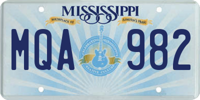 MS license plate MQA982