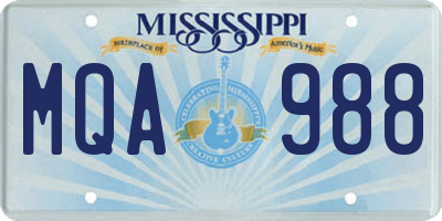 MS license plate MQA988
