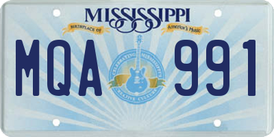MS license plate MQA991