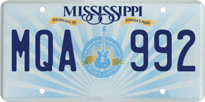 MS license plate MQA992