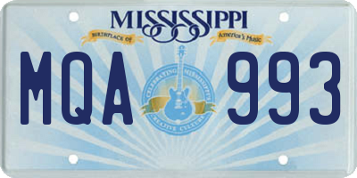 MS license plate MQA993
