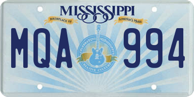 MS license plate MQA994