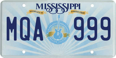 MS license plate MQA999