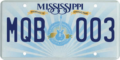 MS license plate MQB003