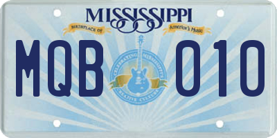 MS license plate MQB010