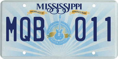 MS license plate MQB011