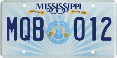 MS license plate MQB012