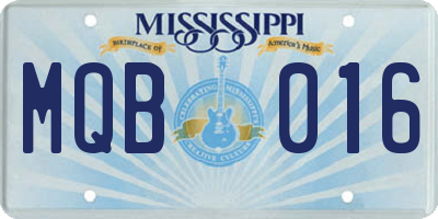 MS license plate MQB016