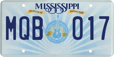 MS license plate MQB017