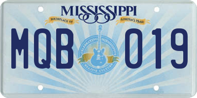 MS license plate MQB019