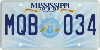 MS license plate MQB034