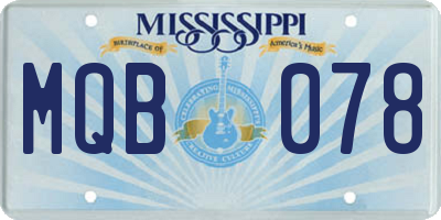 MS license plate MQB078