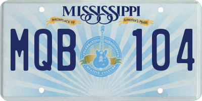 MS license plate MQB104
