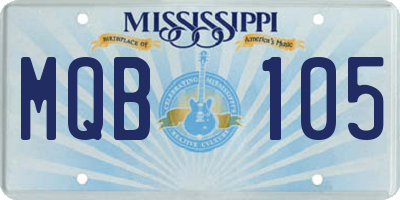 MS license plate MQB105