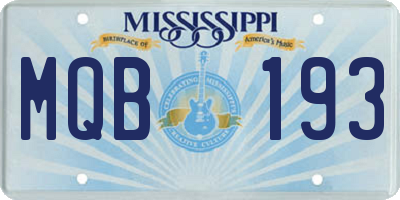 MS license plate MQB193