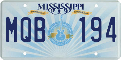 MS license plate MQB194