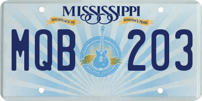 MS license plate MQB203